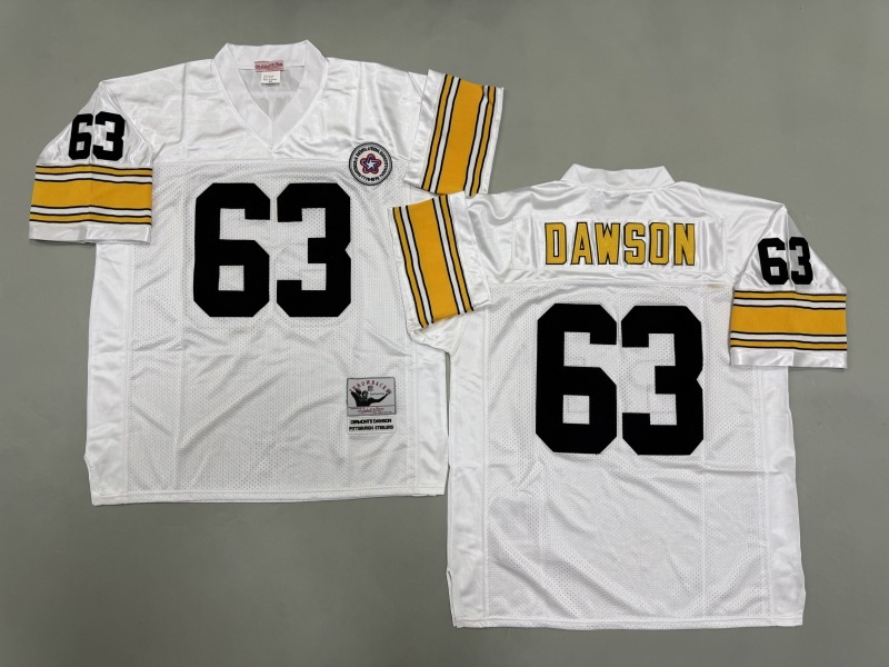 Men 2025 Pittsburgh Steelers 63 Dawson white Throwback Limited NFL Jersey style 003